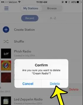 Delete a Station on Pandora