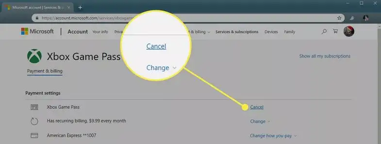 cancel xbox live subscription