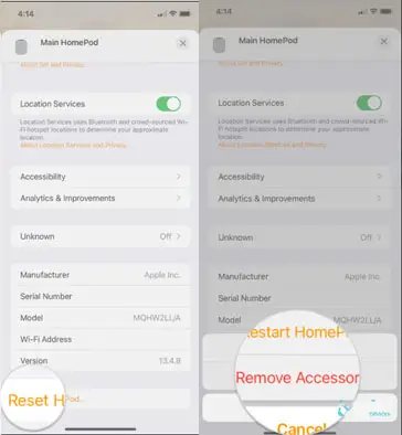 how to restart homepod