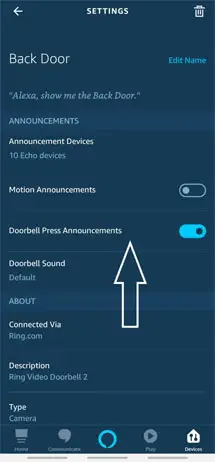 ring doorbell not announcing on alexa