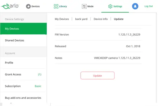 arlo firmware updates